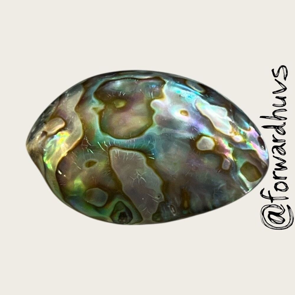 Vintage Iridescent Abalone Shell Brooch – 1.75” Oval, Plastic Back